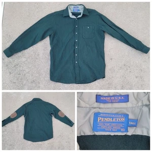 Vintage Pendleton Button-Down-Hemd aus reiner Schurwolle mit Ellenbogen-Patches - Bild 1 von 5