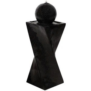 Black Ball Solar Water Fountain with Battery/LED Lights - 30 in by Sunnydaze - Picture 1 of 7