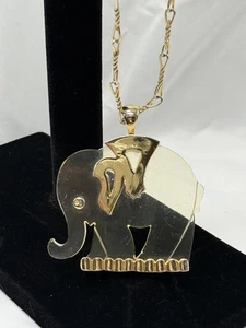 Vintage 30” Parklane Lucite Golden Elephant Pendant Necklace - Picture 1 of 7