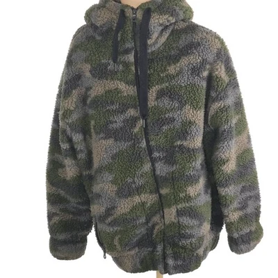 Chaqueta OFFLINE by Aerie Mujer Pequeña Camuflada Verde Sherpa Polar Cremallera Completa Sudadera con Capucha Foto 1 de 4