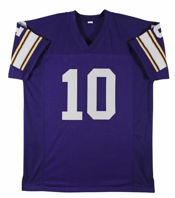 Fran Tarkenton Signed HOF 86 Inscription Minnesota Purple Football Jersey (Becke - Image 1 of 3