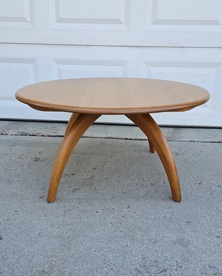 Mesa de centro giratoria vintage Mid Century Heywood Wakefield Lazy Susan madera MCM Foto 1 de 4