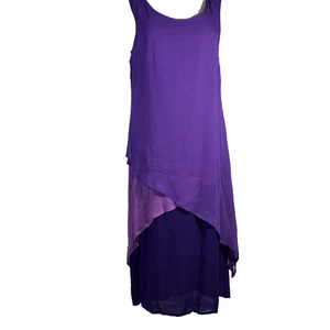 Phool Dress 1X Boho Shades of Purple Lavender 4 Layer Sleeveless Rayon Flowy - Picture 1 of 6
