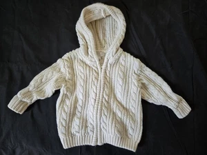 Grayson Mini Baby Ivory Cable Sweater Frisherman Hooded Size 6-9 Months - Picture 1 of 3