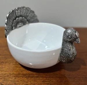 Servizio piatti 6,5" tacchino ceramica bianca peltro molo ringraziamento 1 importazioni - Foto 1 di 7