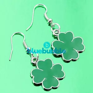 Bluebubble VIEL GLÜCK 4 Blatt Klee Ohrringe Kleeblatt Glück Charm St. Patricks Day - Bild 1 von 6