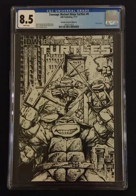 TEENAGE MUTANT NINJA TURTLES #4 Comic Book CGC 8.5 RI SKETCH COVER 2011 IDW - Image 1 of 4