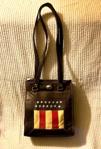 American West Flag Patriot handbag, Handmade leather, Stars and Stripes, Studded - Picture 1 of 6