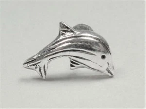 STERLING SILVER NAUTICAL STRIPED DOLPHIN PORPOISE FISH SEA LIFE POST EARRINGS - Picture 1 of 6
