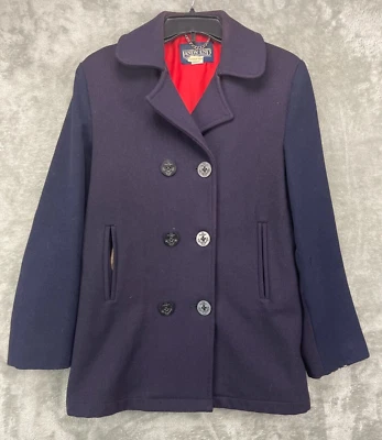 Abrigo de mujer Lands End de colección de lana de doble botonadura talla 12 azul marino ***LEER*** Foto 1 de 4