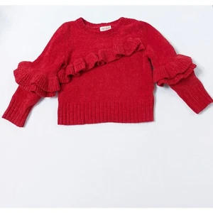 CAT & JACK GIRLS CHENILLE RUFFLED SWEATER SIZE 4T - Picture 1 of 8