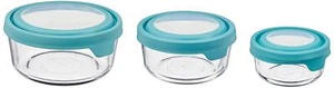Trueseal Round Glass Food Storage Containers With Airtight Lids Mineral Blue 6 P - Picture 1 of 5