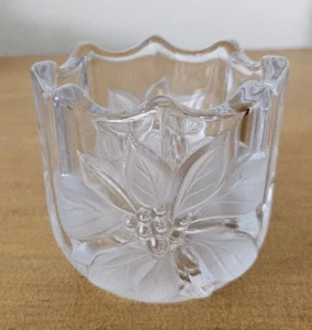 Collectible Mikasa Festive Poinsetta Crystal Holiday Votive Candle Holder - Picture 1 of 2