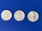 3 Half Dollars 1941 P Liberty, Franklin 1963  D and Franklin 1951 D
