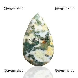 32.00 Cts Natural Moss Agate Gemstone Earrings Supply Pear Cabochon 34x20x6 mm - Picture 1 of 11