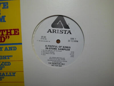 PROMO ARISTA 12" SINGLE 33 RECORD/THE KINKS/A FISTFUL OF KINKS/4 LIVE HITS/LOLA - Image 1 of 3