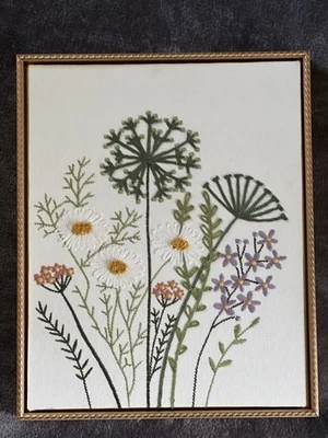 Arte de pared tejido bordado textil para el hogar BP hojas y flores "margaritas" Foto 1 de 4