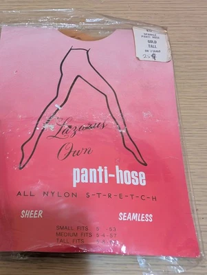 Pantimedias vintage doradas brillantes nuevas altas sin costuras 5’8-6’ nailon elástico brillo Foto 1 de 4