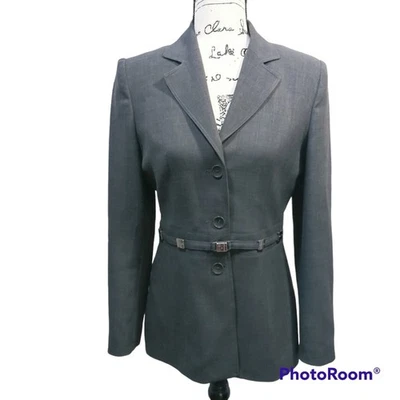 Vertigo Paris Gray Blazer Suit Jacket Belted Career Office Preppy Size M - Image 1 of 4