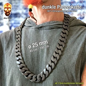 45 - 100 cm Panzerkette / 25 mm Herren breit Edelstahl Biker matt Eiweis creatin - Bild 1 von 5