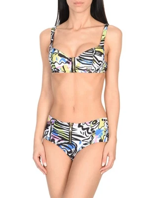 MOSCHINO SWIMSUIT VIBRANT PRINT ZIPPER DETAIL BIKINI sz 34 / S / SMALL - Image 1 of 4