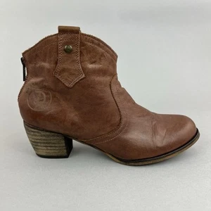 Red Or Dead Brown Leather Ankle Zip Heels Western Cowboy Festival Boots EU39 UK6 - Picture 1 of 16