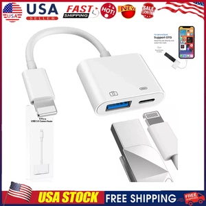 Apple to USB Camera Adapter, USB 3.0 OTG Cable for iPhone/iPad to Connect USB-C - Picture 1 of 11