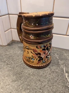 Vintage Hand Painted Tole Stein Firkin "Wermer" WW Wood Jug - Picture 1 of 9
