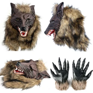 Faux Werewolf Mask Wolfman Masks Latex Costume Halloween Novelty Wolf Mask - Picture 1 of 13