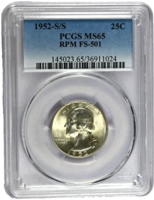 1952-S/S PCGS MS65 RPM (Repunched Mintmark) FS-501 Washington Quarter - Image 1 of 3