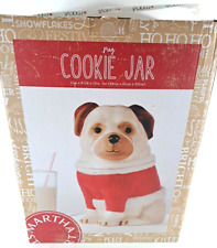 NEW Martha Stewart's Macy Pug Cookie Jar Treats Dog In Sweater Dog Lover Holiday