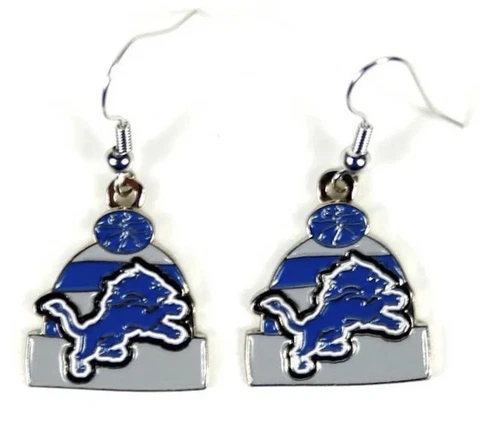 NFL DETROIT LIONS Beanie Hat DANGLE EARRINGS Cover