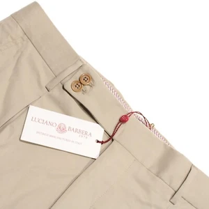 Luciano Barbera NWT Chinos / Casual Pants Size 50 (34 US) In Solid Beige Cotton - Picture 1 of 11