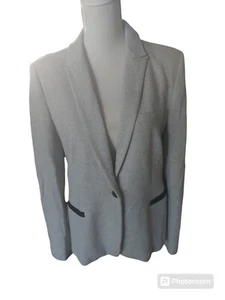 Zara Basic Größe XL graue Jacke mit marineblauen Ellbogenaufnäher & Taschenklappen - Bild 1 von 8