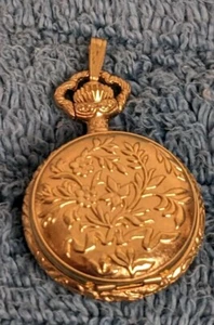 Gold Tone Pocket Watch Pendant ~ Jostens Quartz Swiss Made - Picture 1 of 8