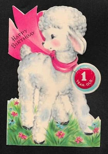 1950 Hallmark Happy Birthday Die-Cut Card w/ Bastion Brothers Pin still attached - Picture 1 of 3