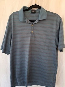 NIKE GOLF FIT DRY SHORT SLEEVE BLUE STRIPED POLO SHIRT MENS SZ M EXCELLENT COND - Picture 1 of 7