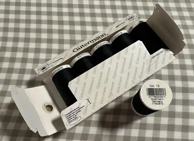 Hilo Gutermann - Poliéster - Negro 010 - Varios tamaños - 250yd, 500yd, 1000yd Foto 1 de 4