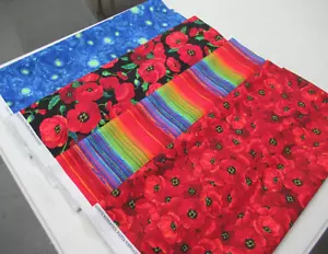 Timeless Treasures quilt-craft fabric POPPY DREAMS bundle 4 styles x 1 yd each - Picture 1 of 2