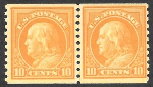 MNH Scott #497** Coil Joint Line Pair of 10c Stamps w/PSE Certificate, cv $260 - Picture 1 of 3