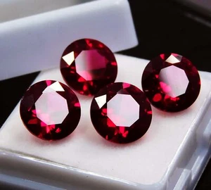 4 PSC Natural Flawless Certified Red Ruby Round Cut Loose Gemstone 9 x 5mm Lot - Picture 1 of 11