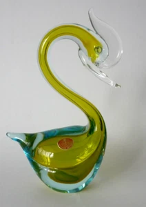 Murano Sommerso Glass Swan Bird Figurine With Original Label Hans Geismar Ltd. - Picture 1 of 19