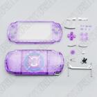 Clear Purple Full Housing Shell Case Cover & Buttons For Psp3000