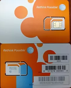 AT&T SIM OEM NANO 5G 4G LTE sim card NEW UNACTIVATE, TRIPLE CUT SIM (3 IN 1) - Picture 1 of 1