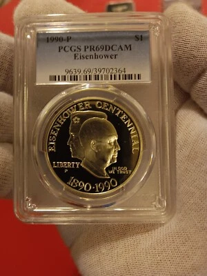 1990-P Eisenhower Dollar PCGS PR 69 DCAM  - Image 1 of 3