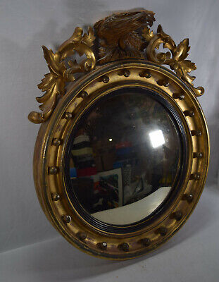 Gilt Wood Convex Mirror Pearched Eagle Federalist • 1200£