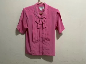 Josephine Blusa Rosa Caliente Botón Corbata Cuello Manga Corta Talla 6 - Imagen 1 de 8