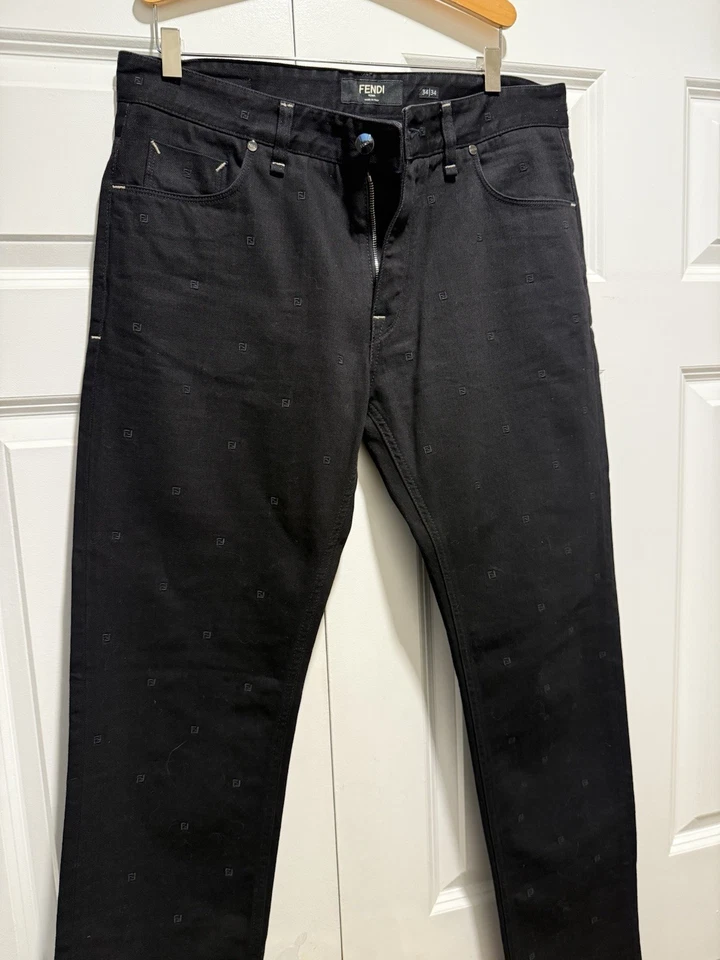 JEANS FENDI ZUCCA FF LOGO PIERNAS RECTAS NEGROS-TALLA-34/33 Foto 1 de 4