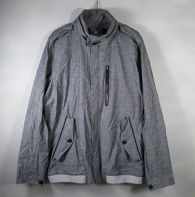 Nike Sportswear Mens 3XLT Full Zip Jacket Gray Hidden Hood Magnetic Collar - Image 1 of 4