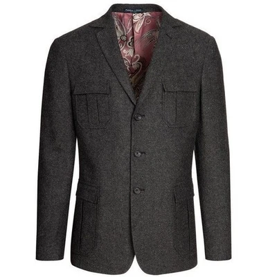 Paisley Gray Field Military Jacket Blazer Slim Fit Wool Blend Mens 42 Gray - Image 1 of 4